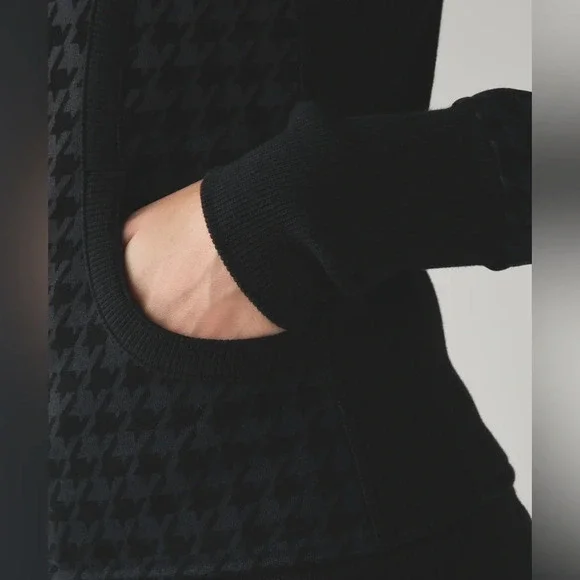 Lululemon Scuba Hoodie II Giant Houndstooth Dip Dye Deep Coal Black/Black Size 2 - Picture 6 of 10